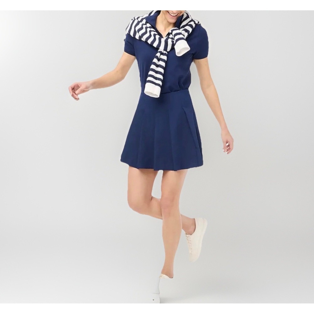 NEW JCrew Pleated Active Academic Preppy Skort Sz M Blue Performance Tennis‎